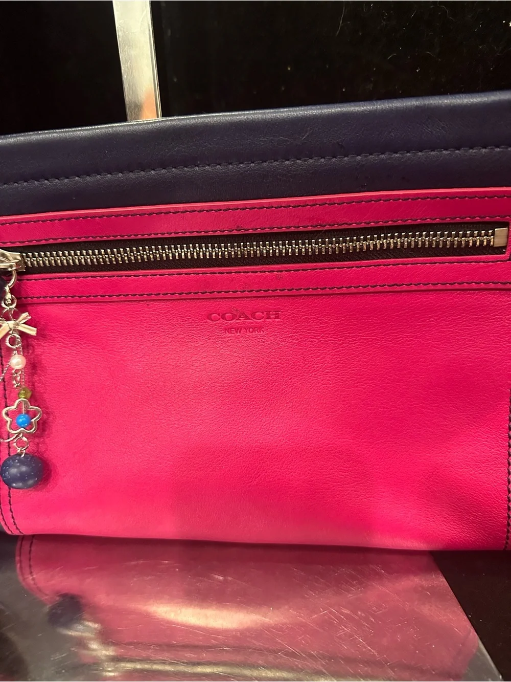 Coach #284 Legacy ColorblockTwo-Tone Pink and Purple Leather Large clutch